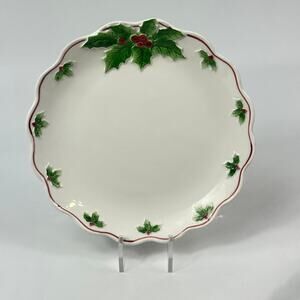 Vintage Mary Ann Baker Otagiri Holly Berry Salad Plate Scalloped Edge Japan 8"